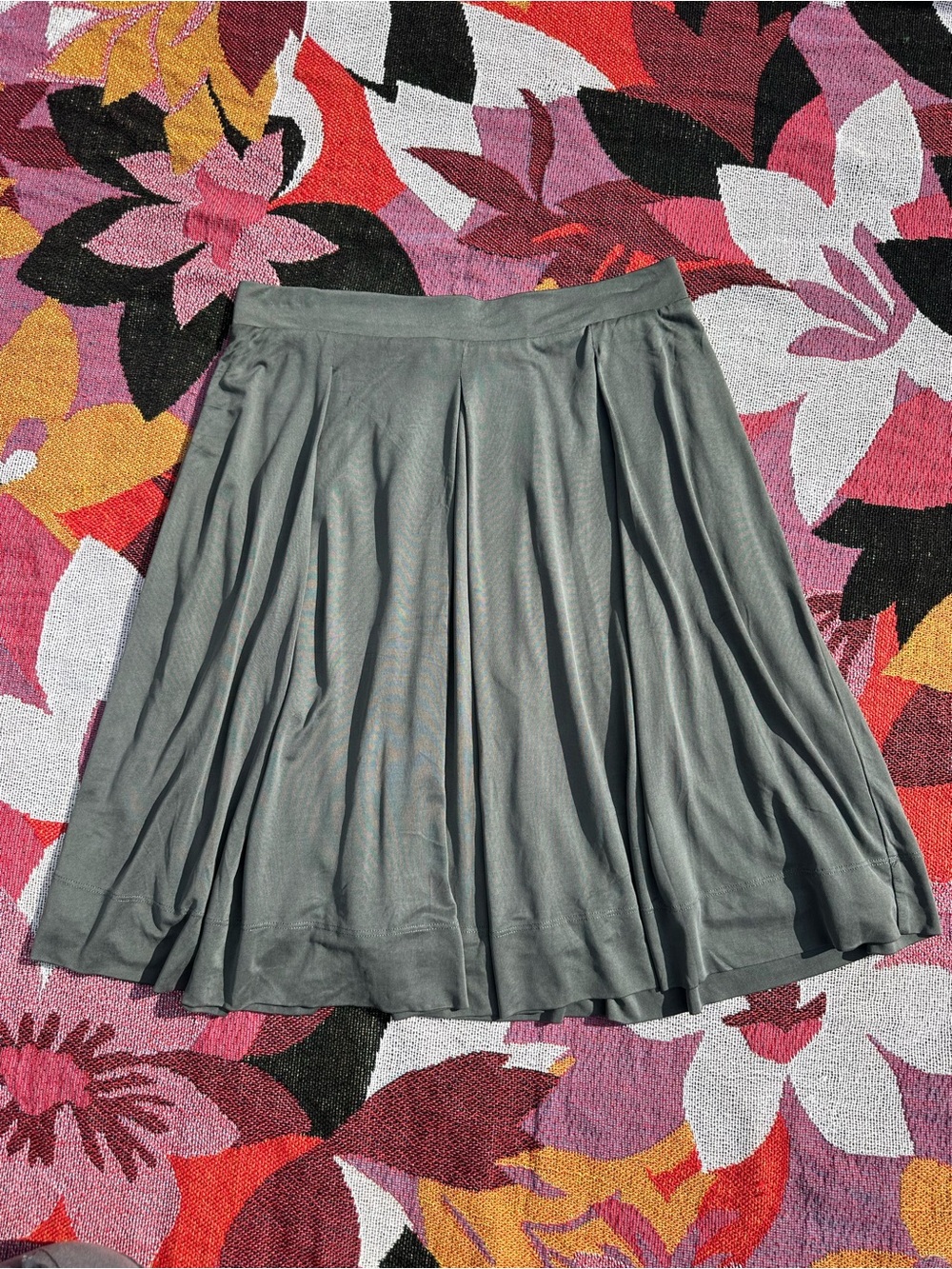 Tart Olive Green Pleated Flowy Skirt
